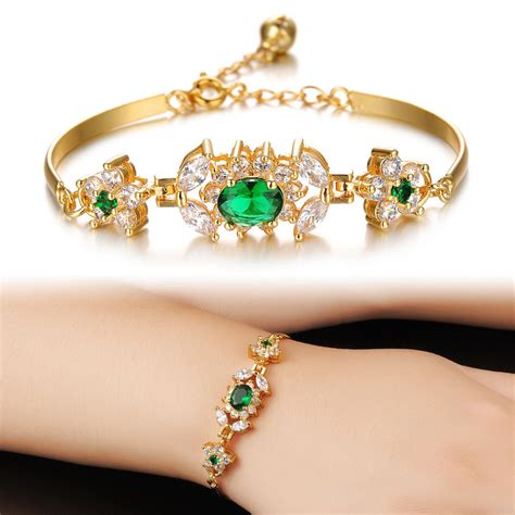 Women's gold bracelets with gemstone 